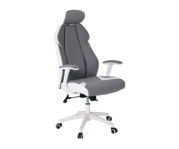 CF8300 Πολυθρόνα Γραφείου Διευθυντή, Microfiber Γκρι PU Άσπρο